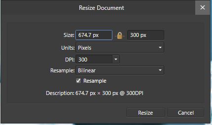 Resize dimension example