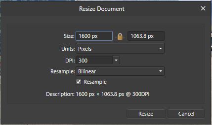 Resize dimension example